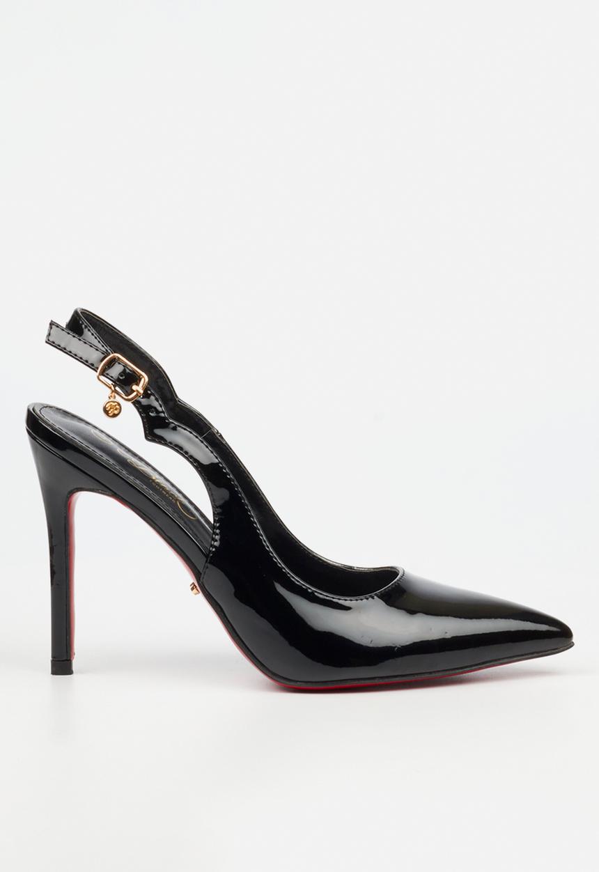 Miss Black - Lola 84 scallop slingback heel - black