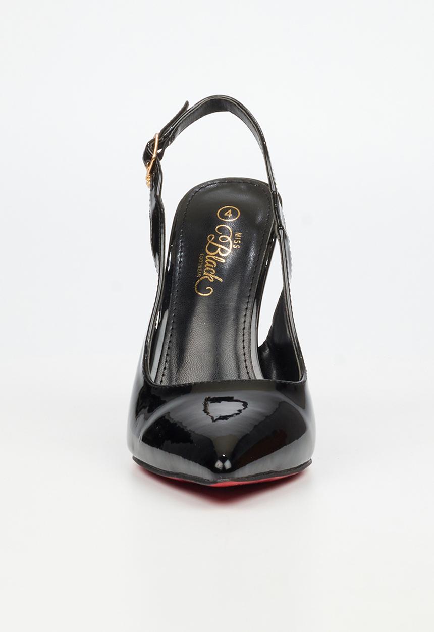 Miss Black - Lola 84 scallop slingback heel - black