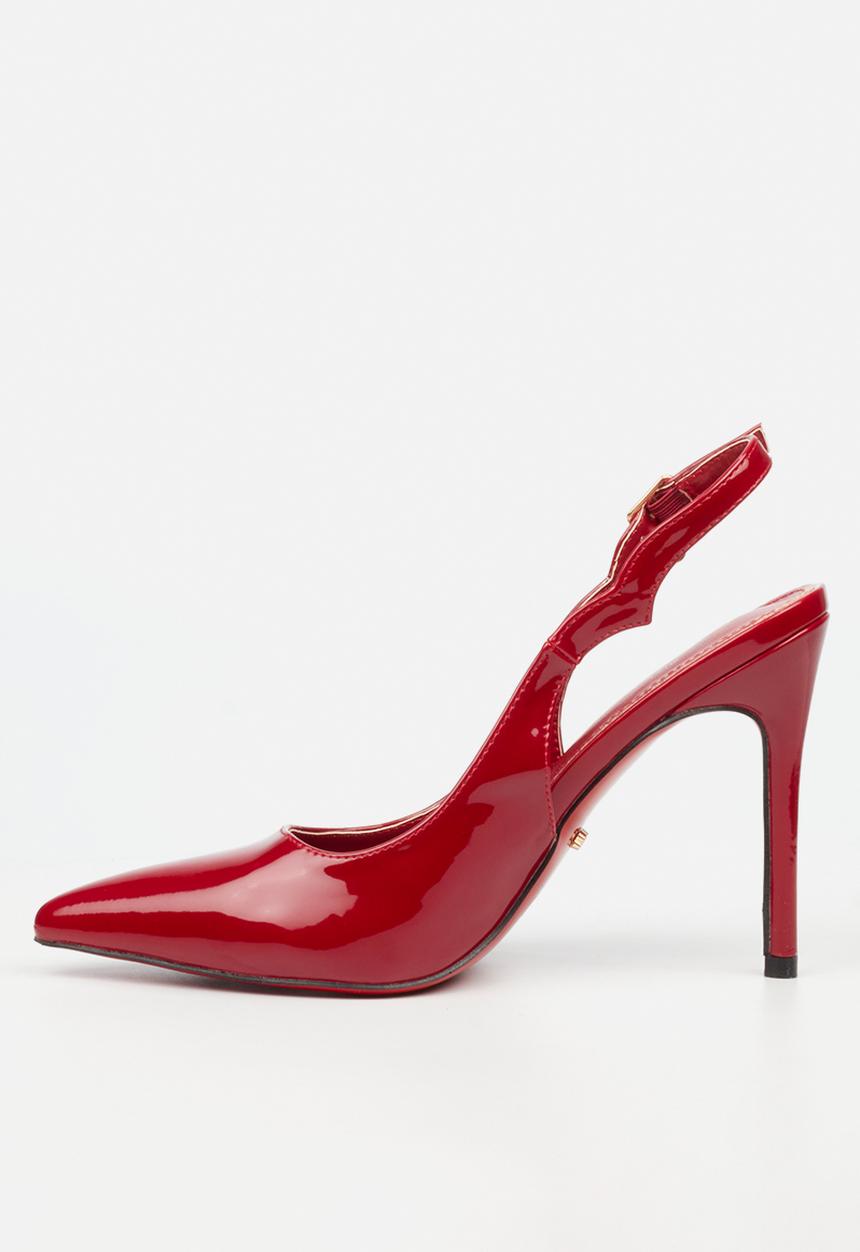 Miss Black - Lola 84 scallop slingback heel - red