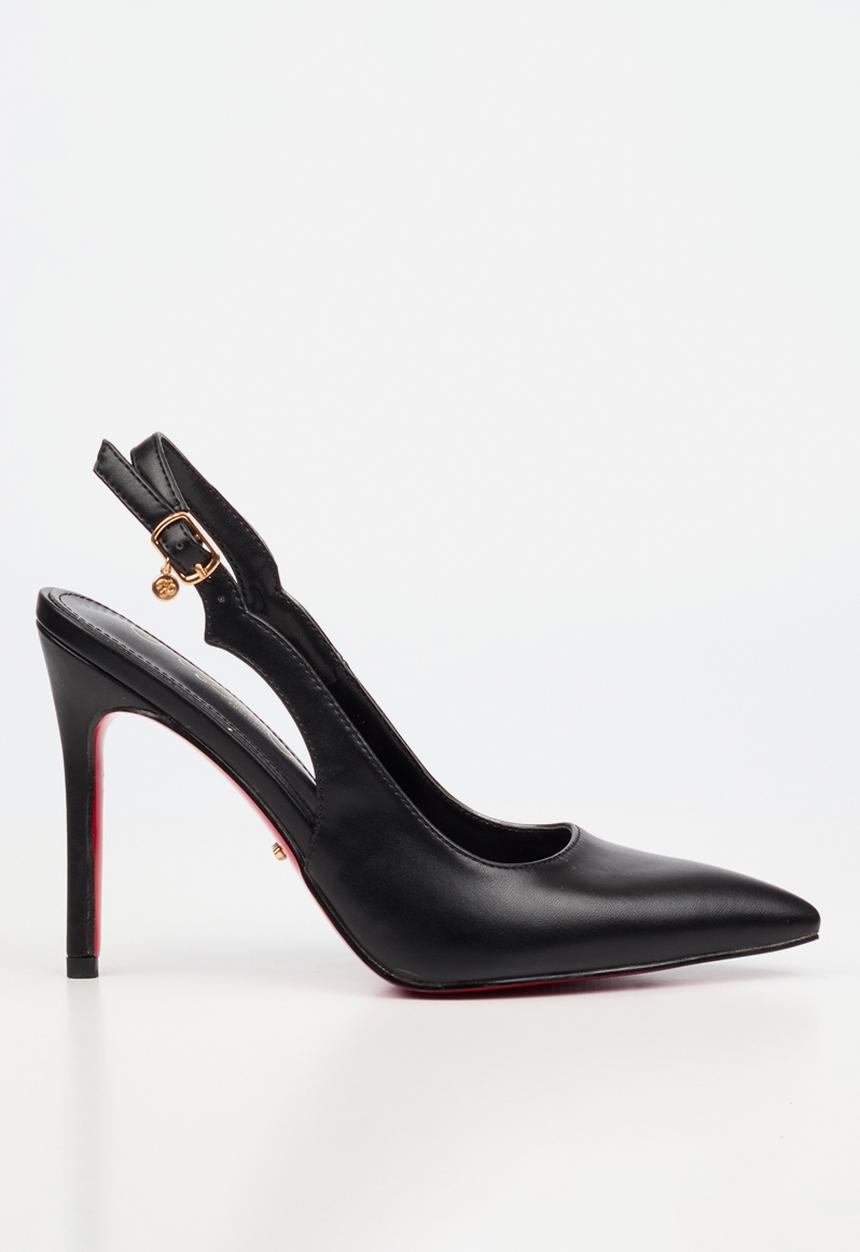 Miss Black - Lola 85 scallop slingback heel - black