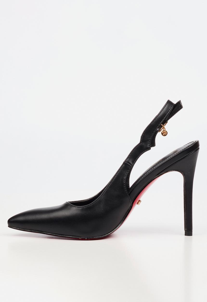 Miss Black - Lola 85 scallop slingback heel - black