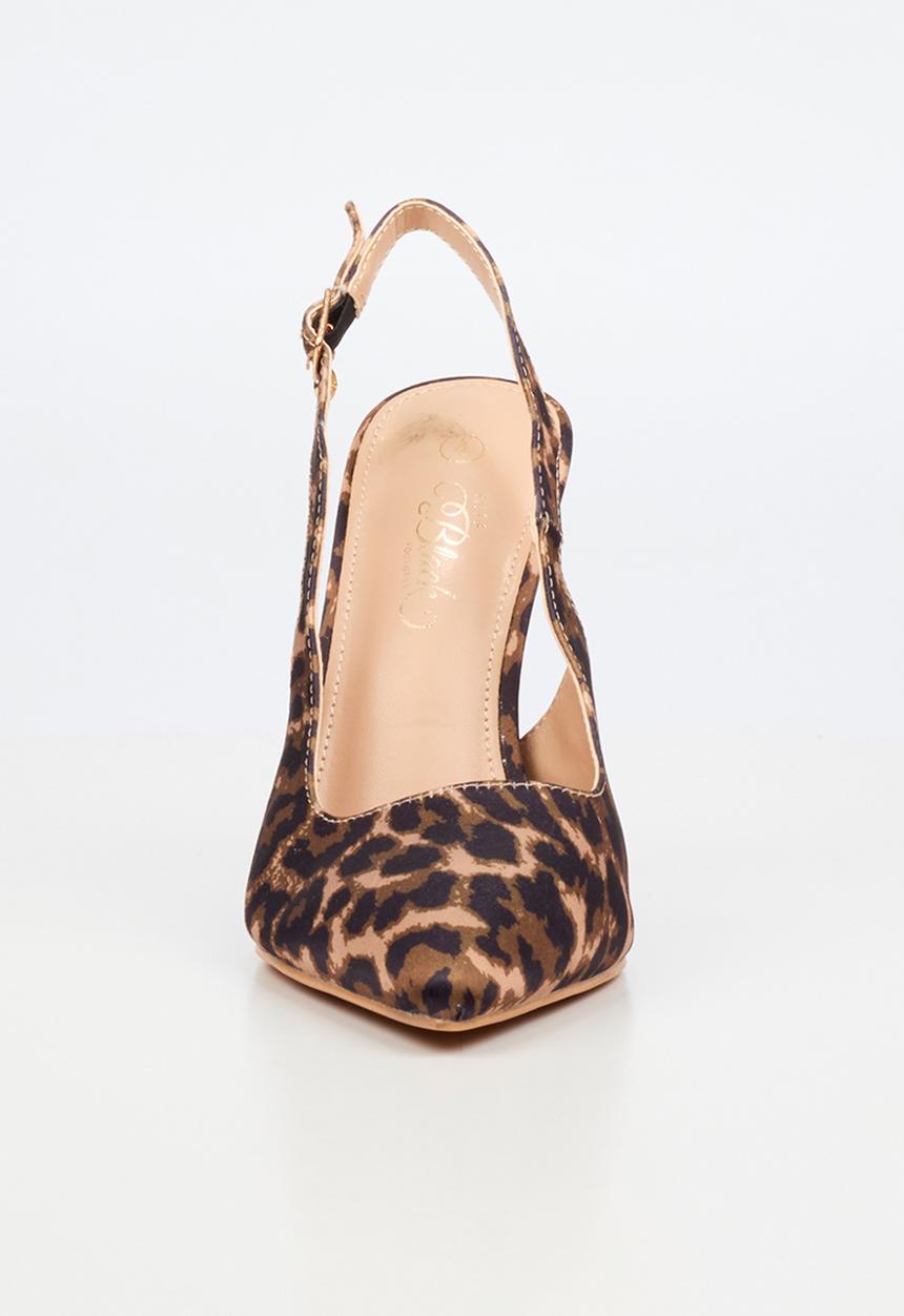 Miss Black - Lola 85 scallop slingback heel - leopard