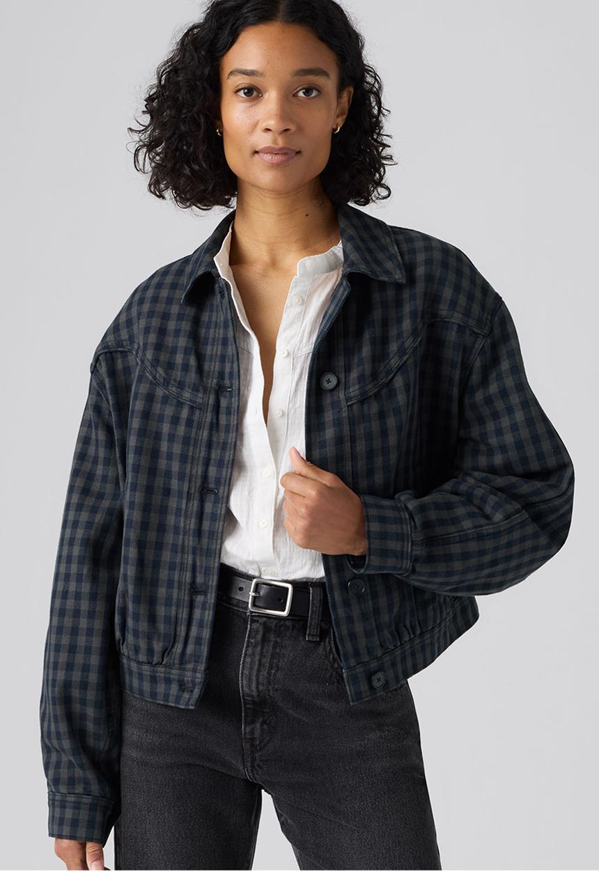Levi’s® - Dani Western Harrington -  Phoebe Check Magnet Denim