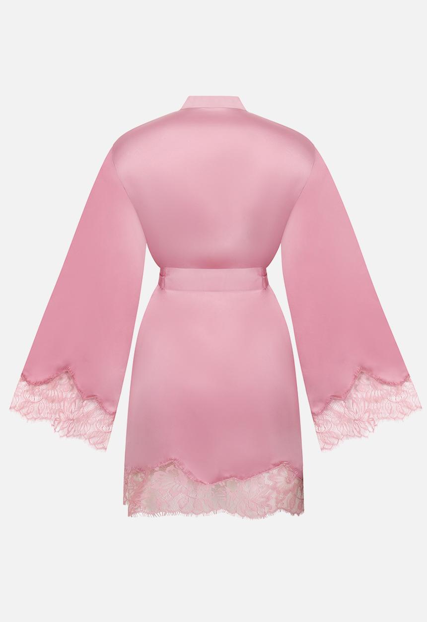 Hunkemoller - Kimono satin lace valerie robe - lilas