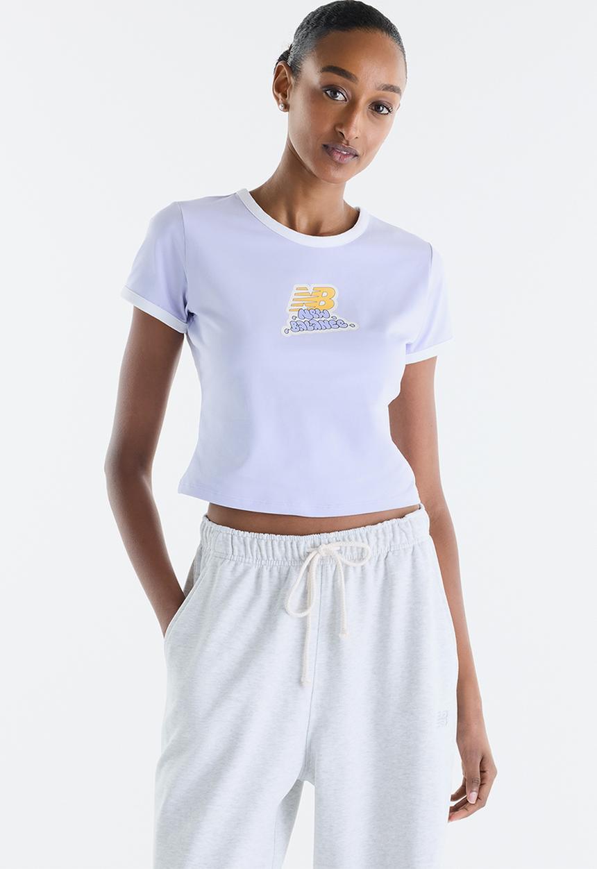 New Balance  - New Balance Sticker Pack Ringer Tee  - Smoked Violet