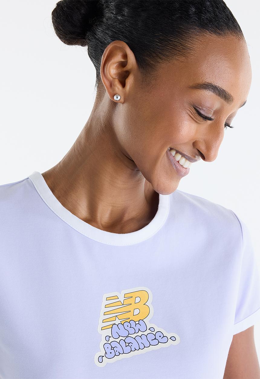 New Balance  - New Balance Sticker Pack Ringer Tee  - Smoked Violet