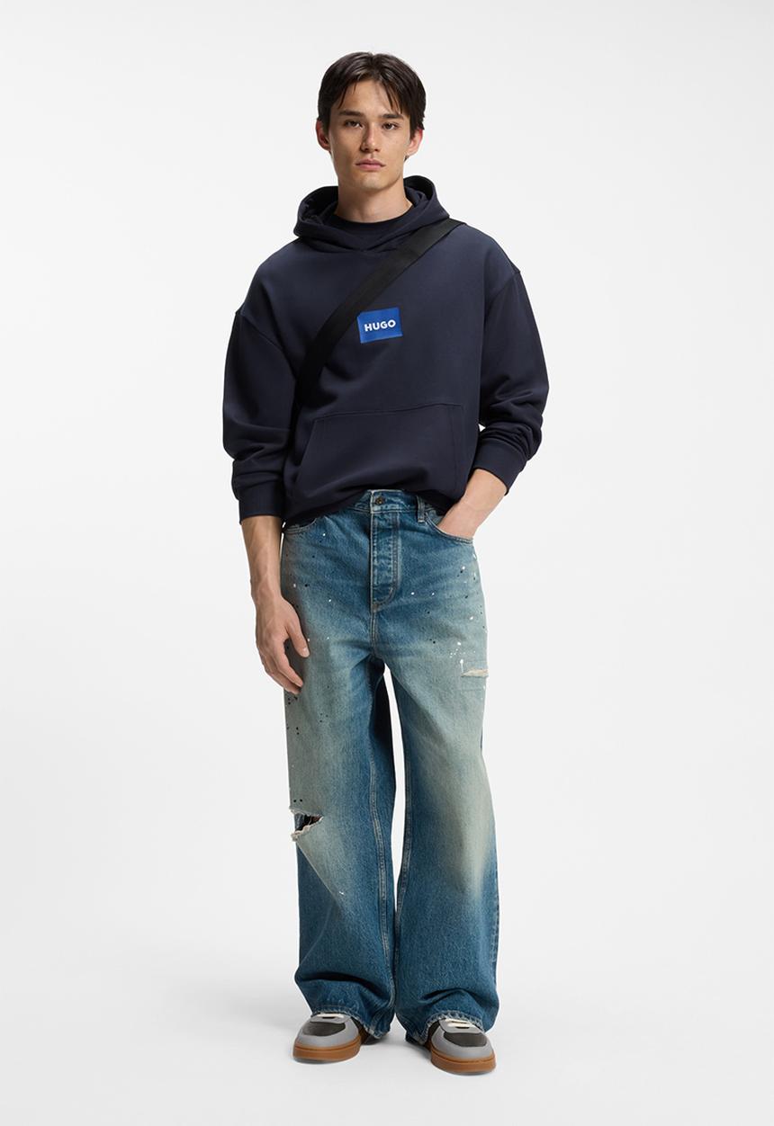 HUGO - Nayohood Blue-Logo Hoodie - Dark Blue