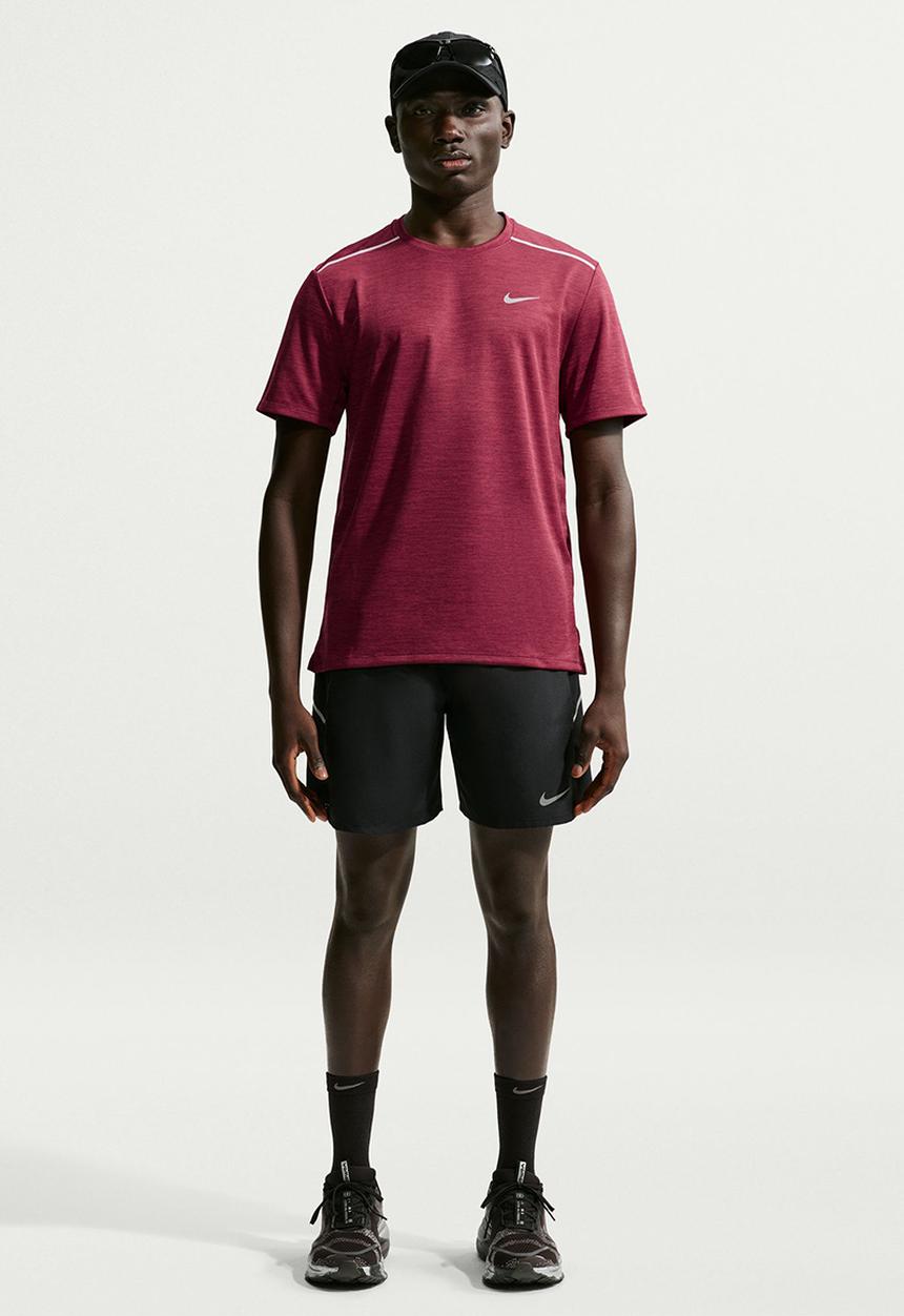Nike - Miler Dri-FIT UV Running Tee in the Tough Red / Reflective Silver
