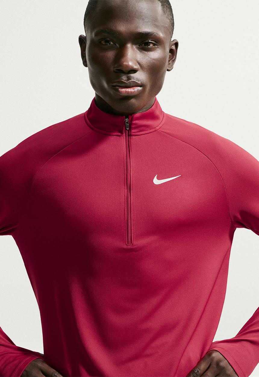Nike - Miler Dri-FIT UV 1/2-Zip Running Top - Tough Red / Reflec