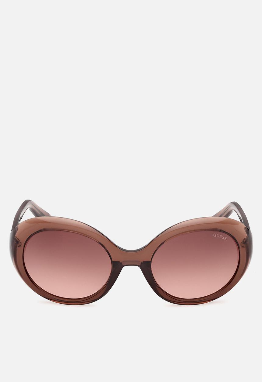 GUESS - Oval 53mm Sunglasses - Shiny Dark Brown