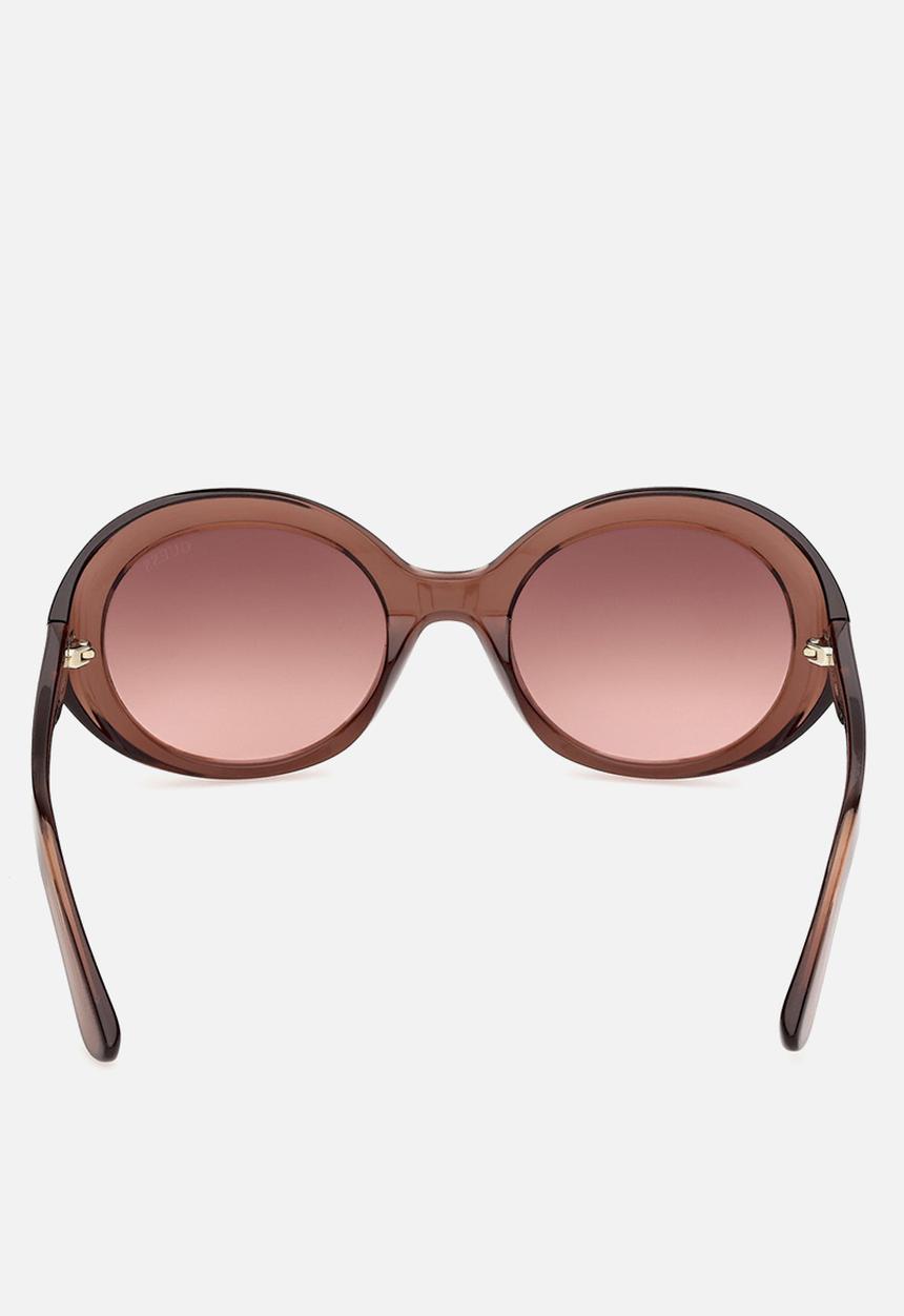 GUESS - Oval 53mm Sunglasses - Shiny Dark Brown