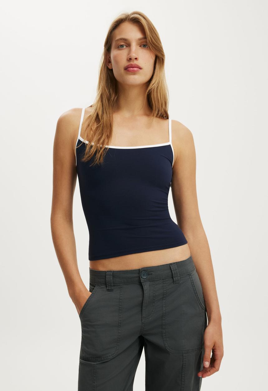 Cotton On - Hold Me Cami - Eclipse/White Bind