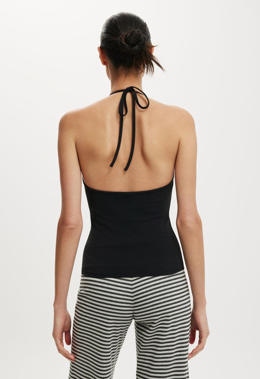 Cotton On - Hold Me Tie Halter - Black