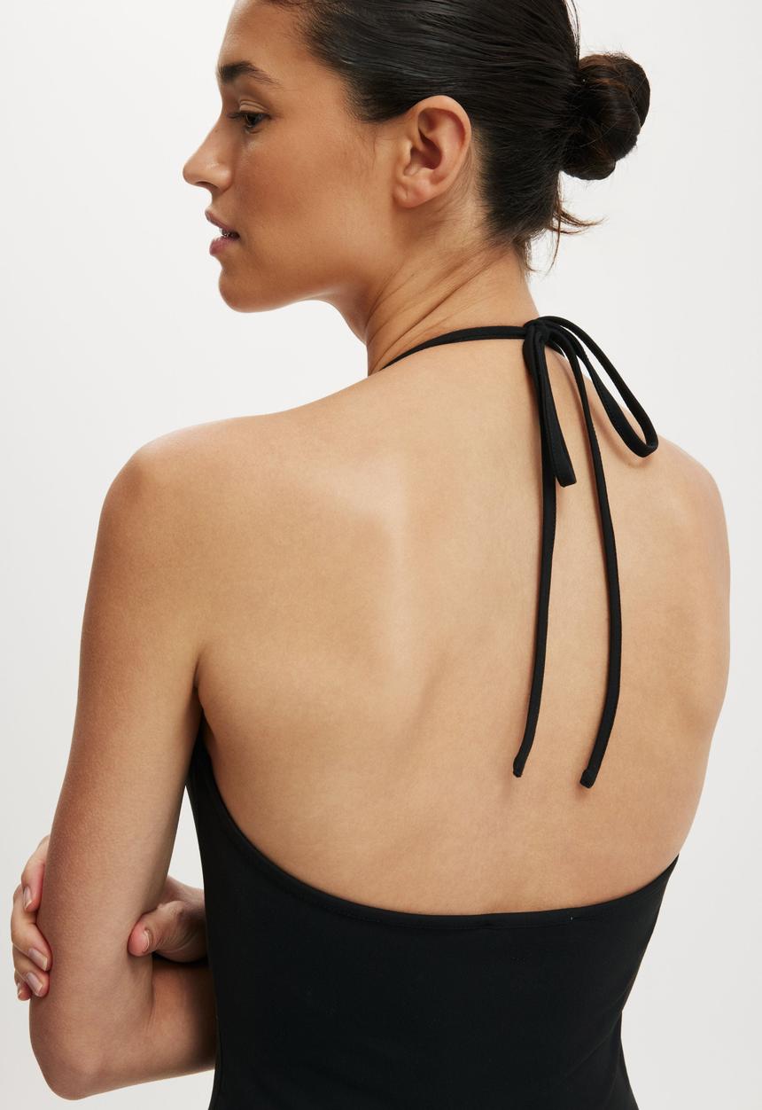 Cotton On - Hold Me Tie Halter - Black