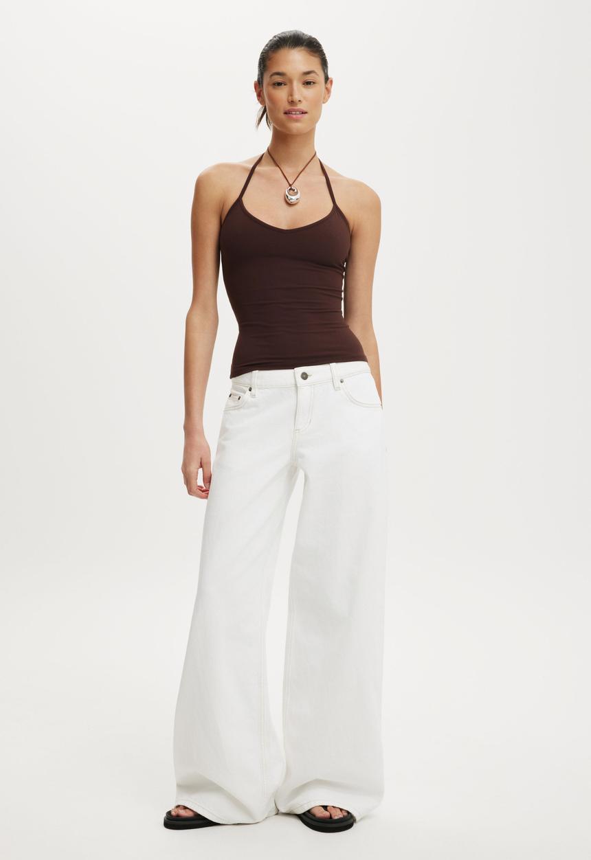 Cotton On - Hold Me Tie Halter - Dark Oak