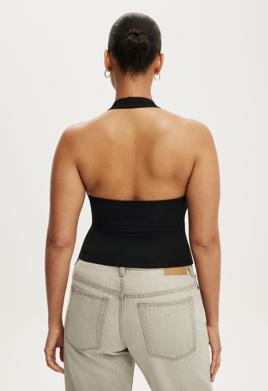 Cotton On - Everyday Smooth Scoop Halter - Black