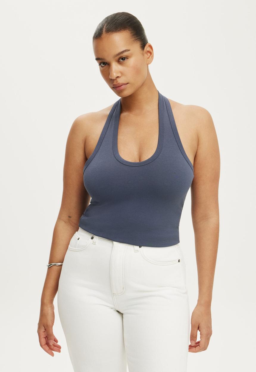 Cotton On - Everyday Smooth Scoop Halter - Collegiate Navy