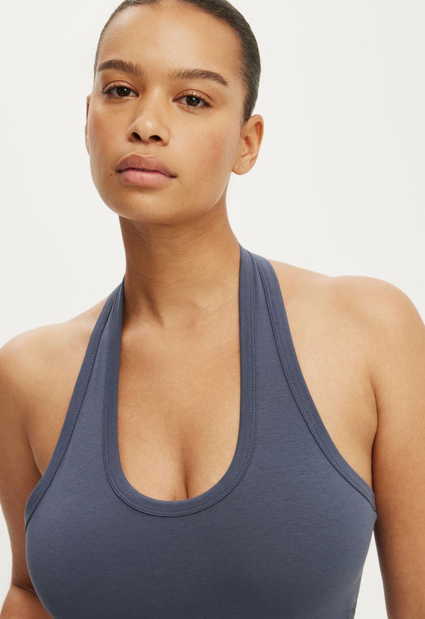Cotton On - Everyday Smooth Scoop Halter - Collegiate Navy