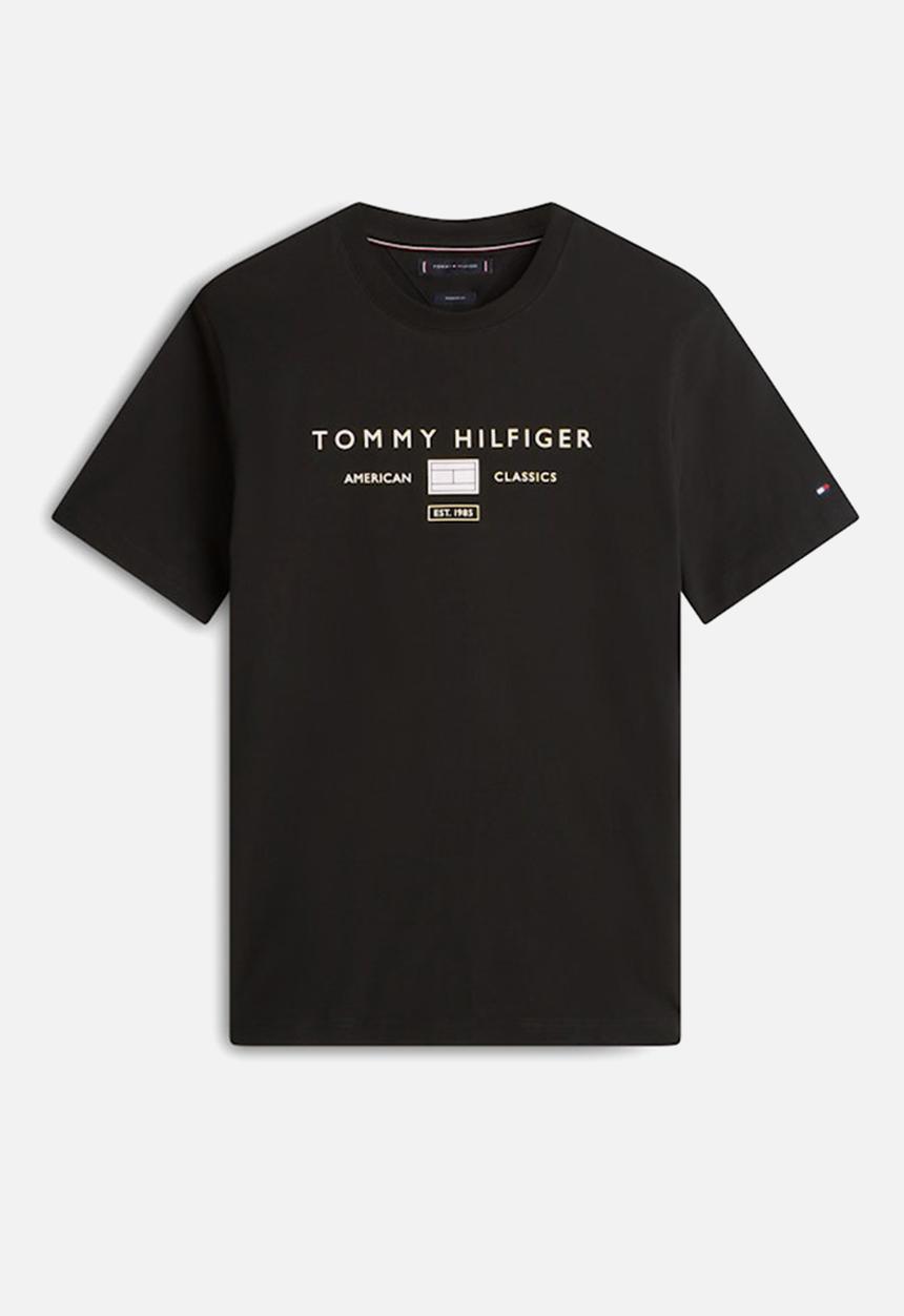 Tommy Hilfiger - BRAND LOVE MONO STACK TEE - Black