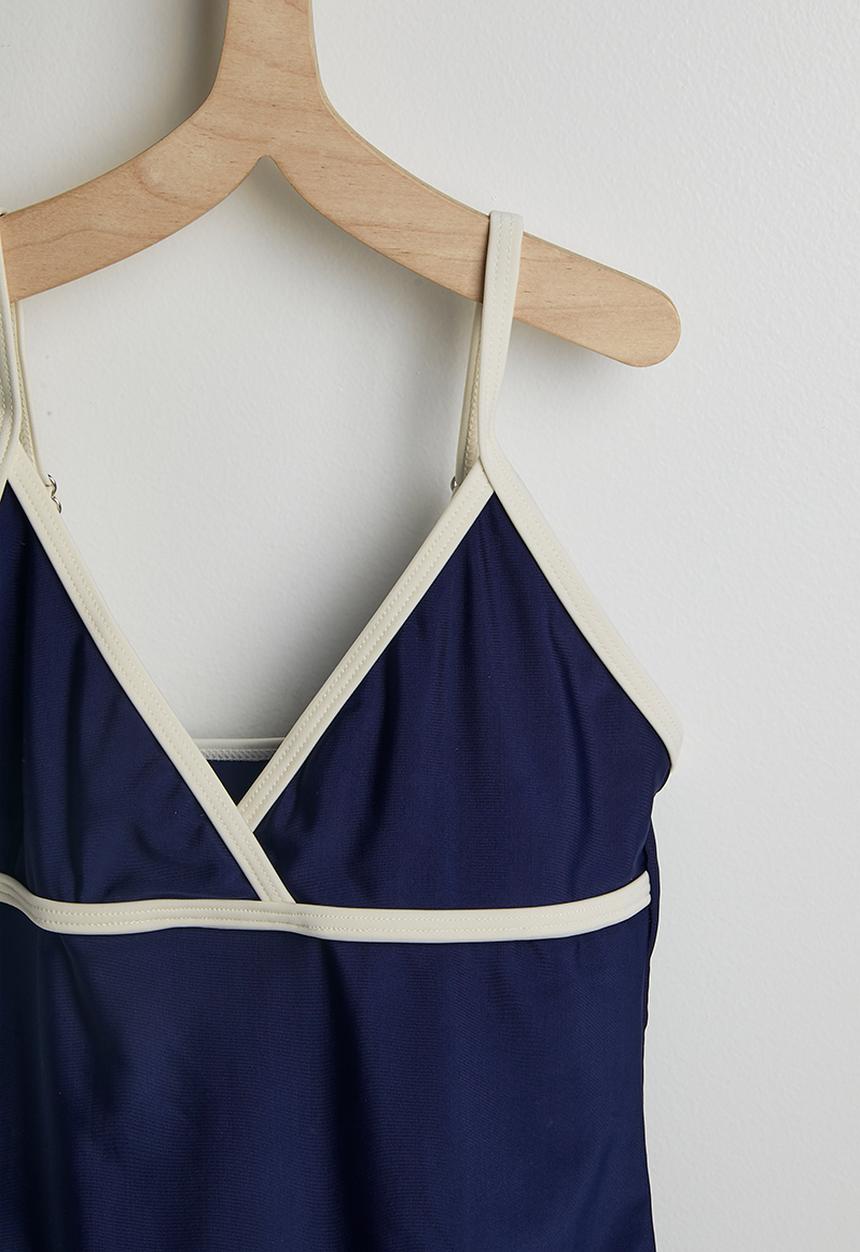 Pop Candy - Contrast trim swimsuit - navy & white
