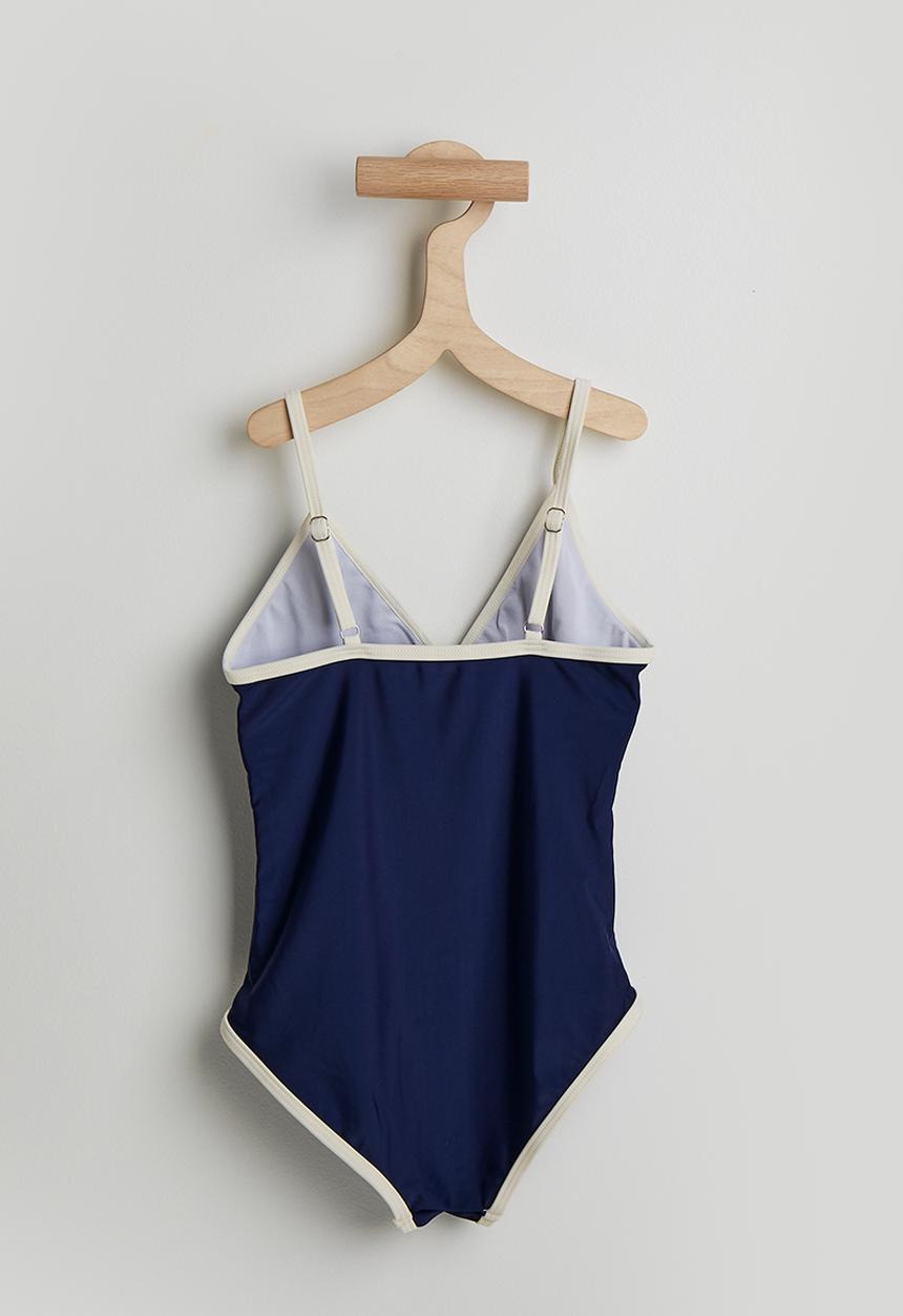 Pop Candy - Contrast trim swimsuit - navy & white