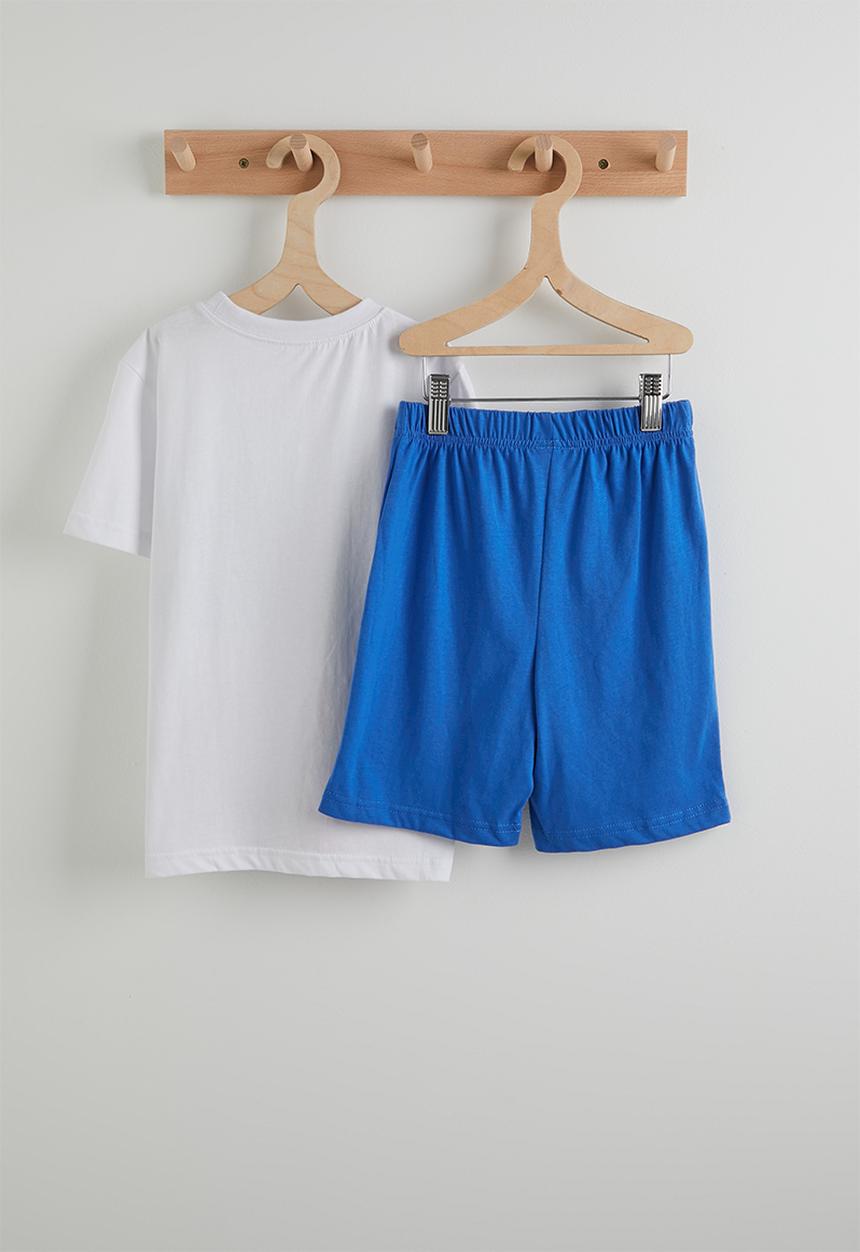 Pop Candy - Graphic tee and plain shorts - white/blue