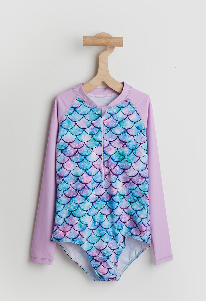 Pop Candy - Mermaid scale print swimsuit - lt purple & multi