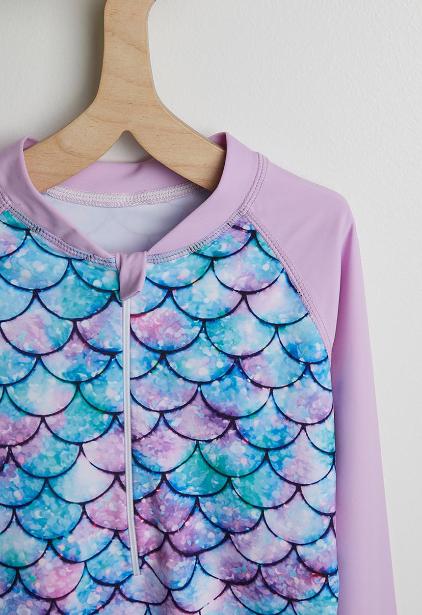 Pop Candy - Mermaid scale print swimsuit - lt purple & multi