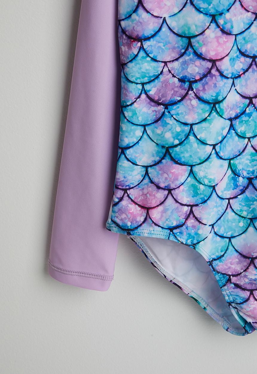 Pop Candy - Mermaid scale print swimsuit - lt purple & multi