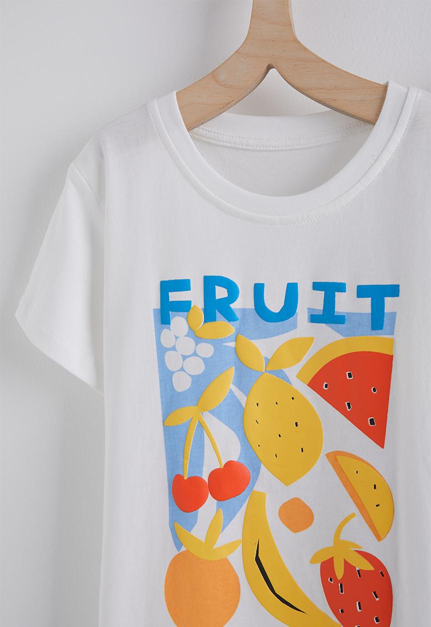 Pop Candy - Graphic tee & gingham shorts - white & blue