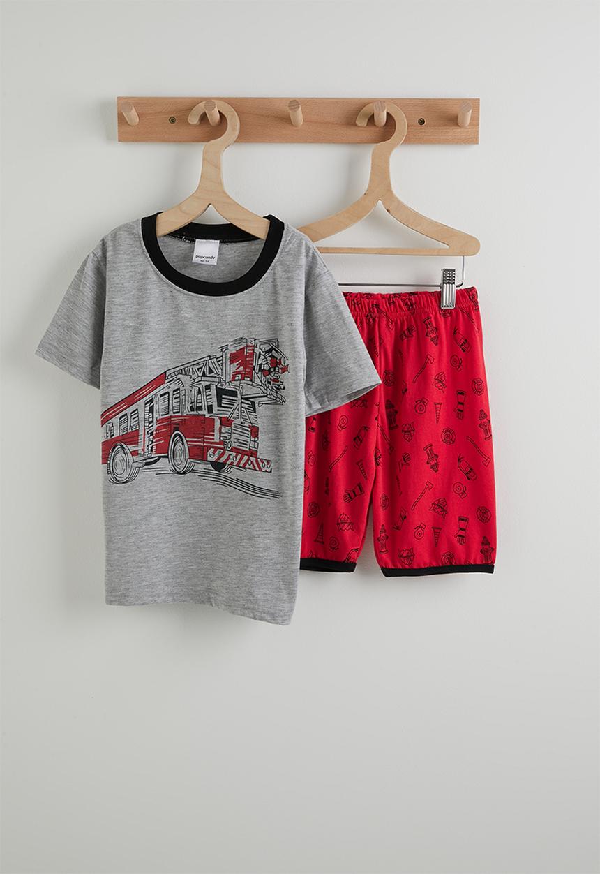 Pop Candy - Graphic tee and aop shorts - grey/red
