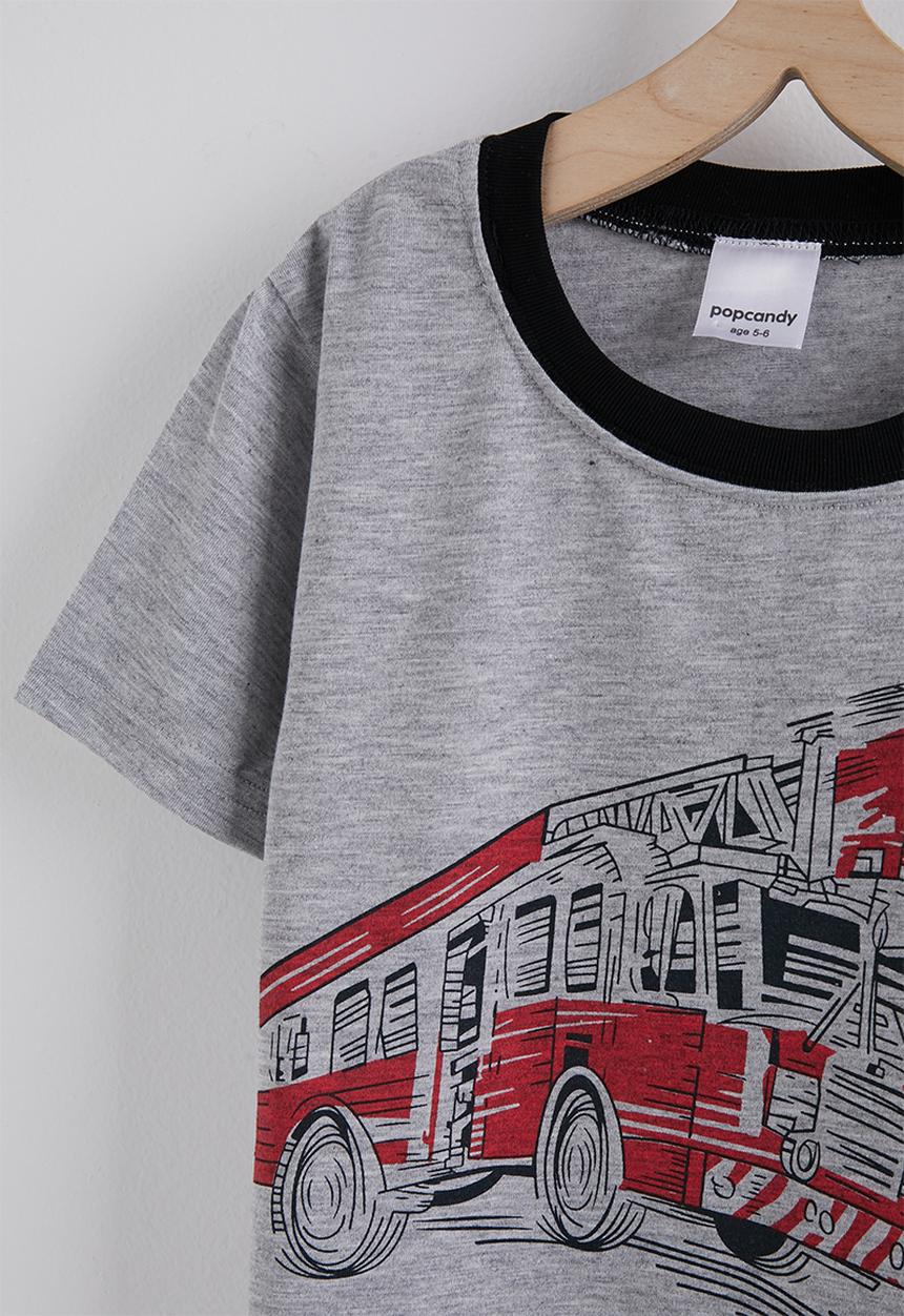 Pop Candy - Graphic tee and aop shorts - grey/red