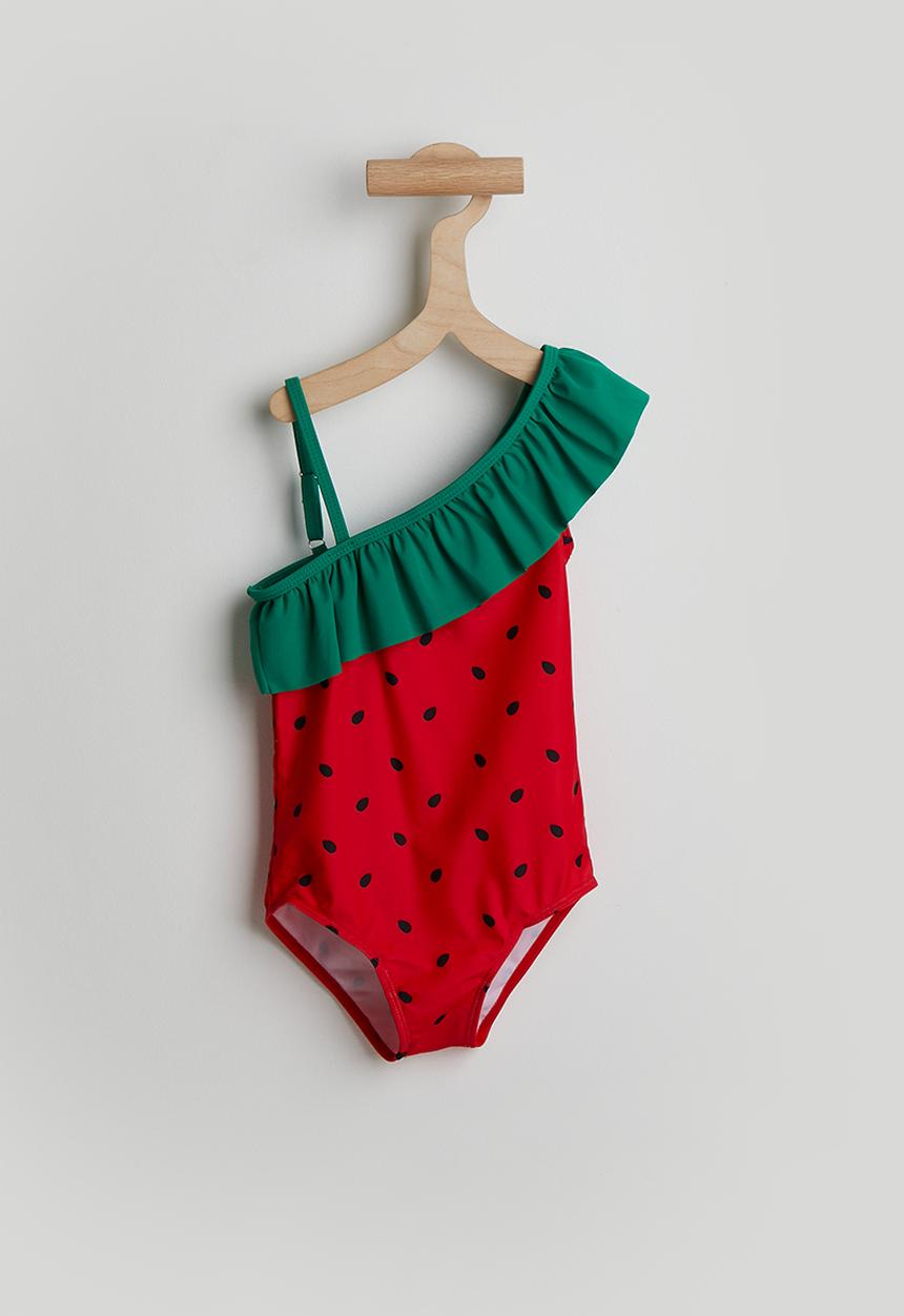Pop Candy - One shoulder swimsuit - red & green