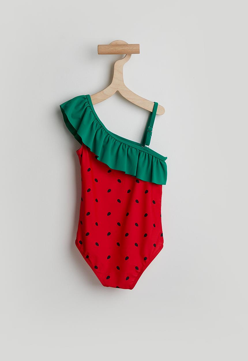 Pop Candy - One shoulder swimsuit - red & green