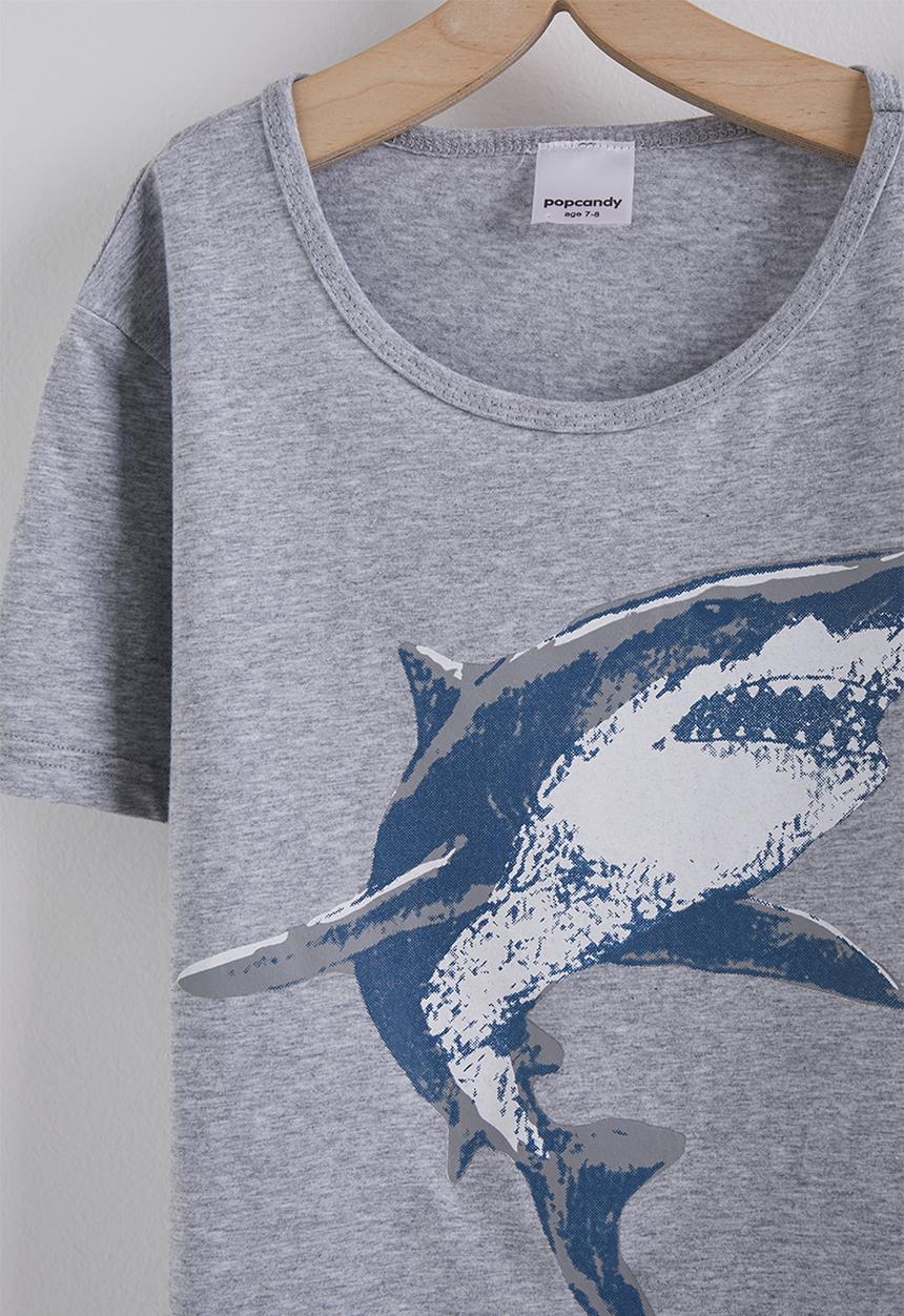 Pop Candy - Graphic tee and aop shorts - grey/navy