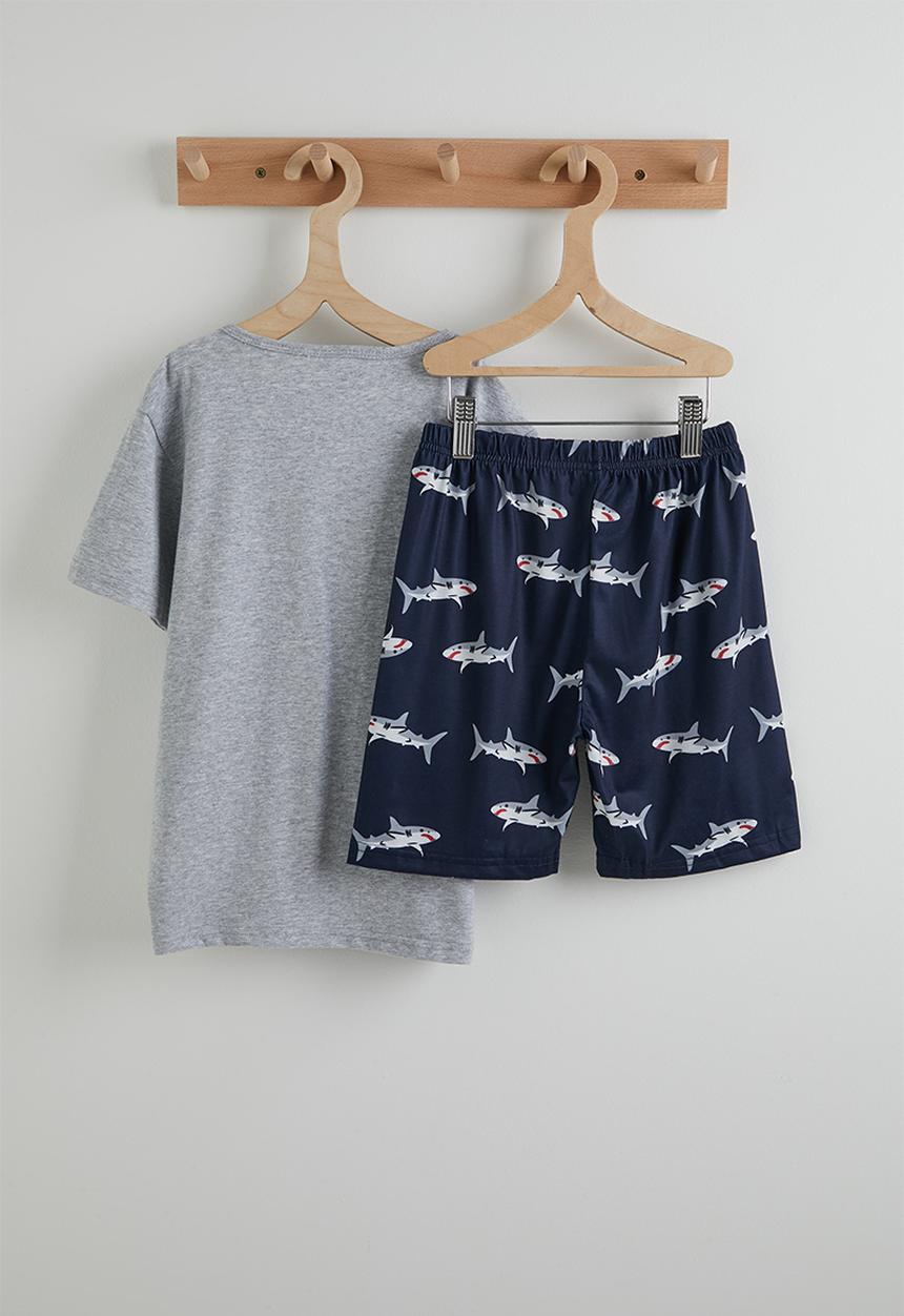 Pop Candy - Graphic tee and aop shorts - grey/navy
