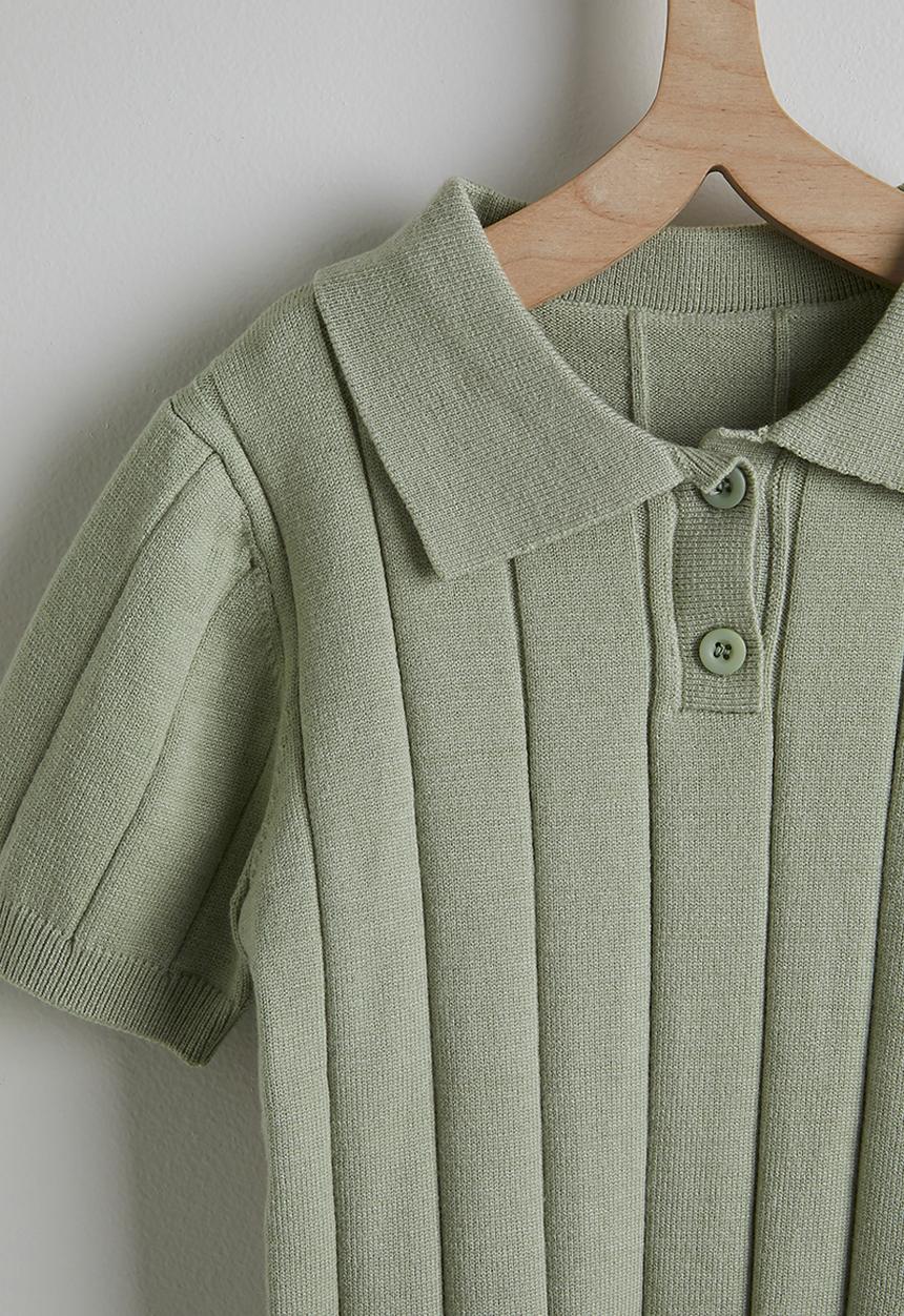Pop Candy - Knit polo shirt & shorts - pastel green