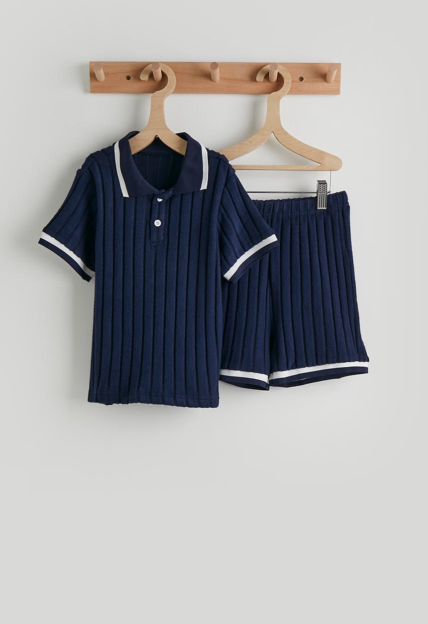 Pop Candy - Knit polo shirt and shorts - navy
