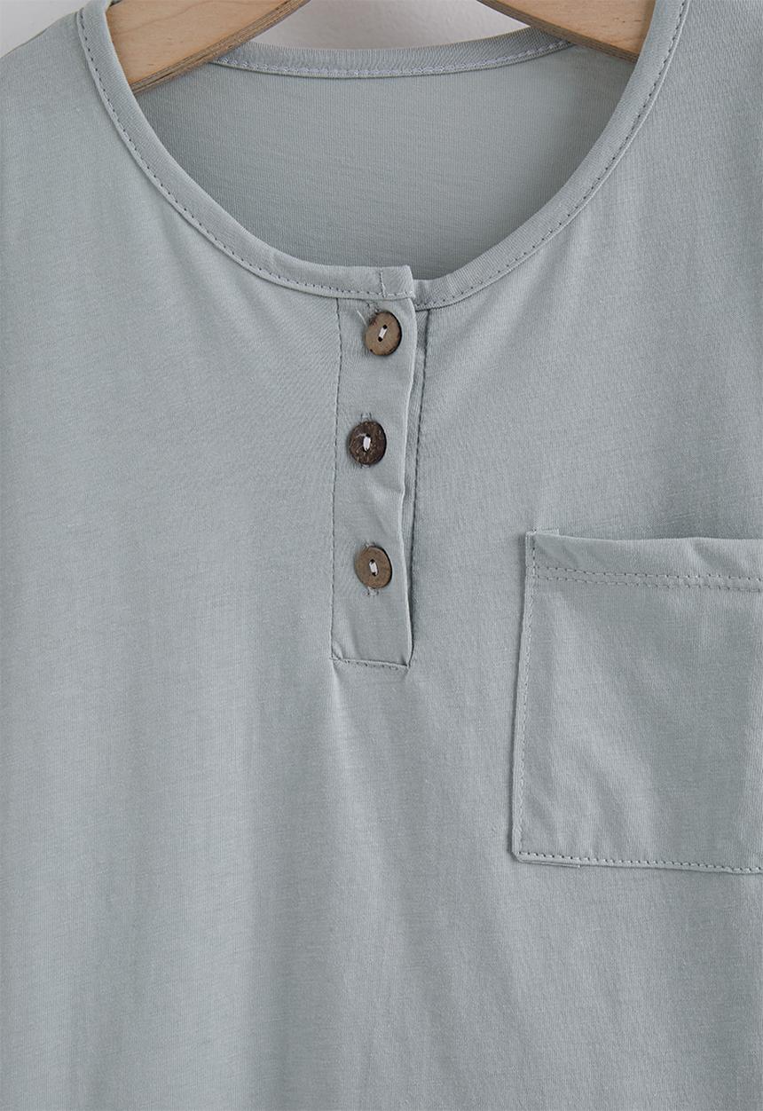 Pop Candy - Henley tee &shorts - grey & brown