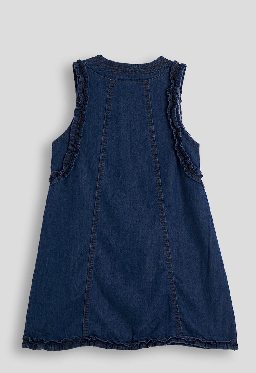 Pop Candy - Denim ruffle detail a-line dress - dark navy