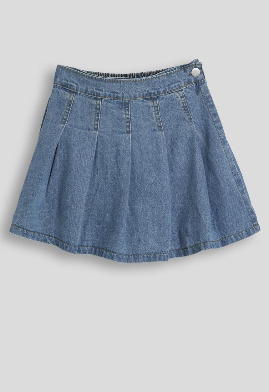 Pop Candy - Pleated denim skort - blue