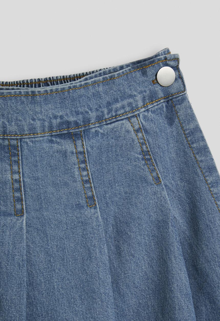 Pop Candy - Pleated denim skort - blue