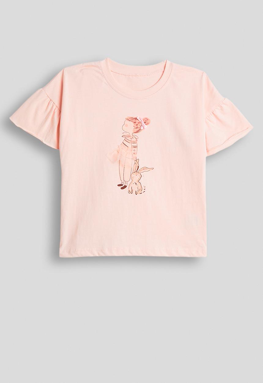 Pop Candy - Rainbow placement tee - peach