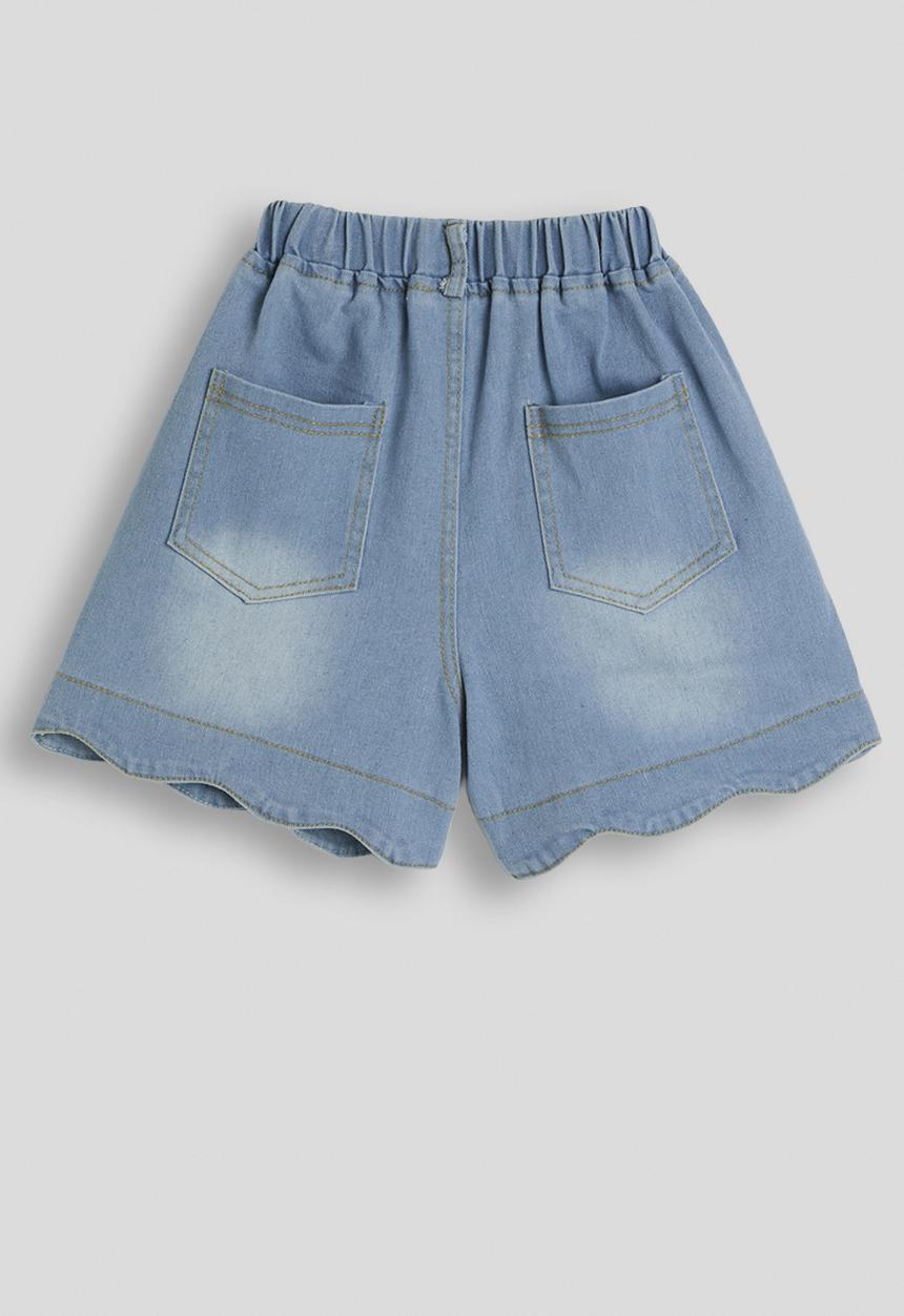 Pop Candy - Heart embroidered denim shorts - blue