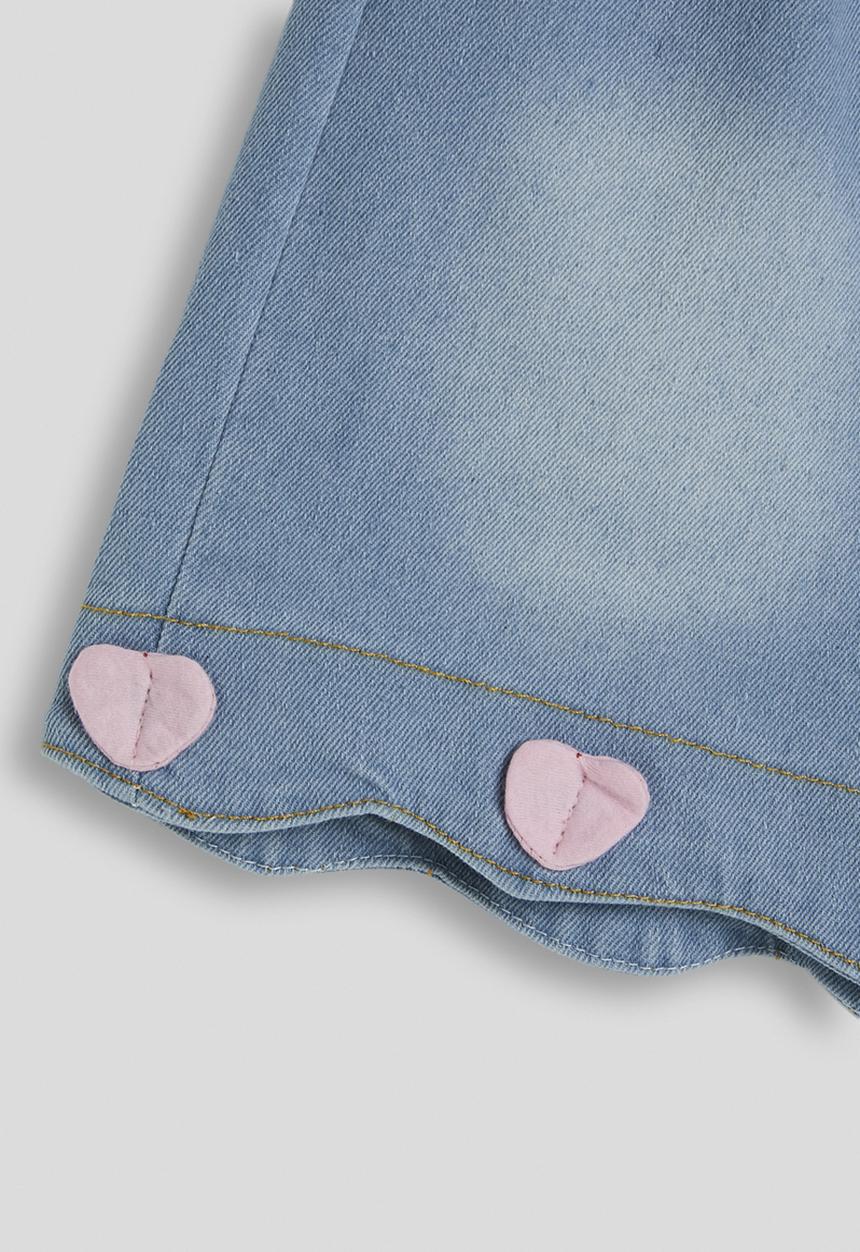 Pop Candy - Heart embroidered denim shorts - blue