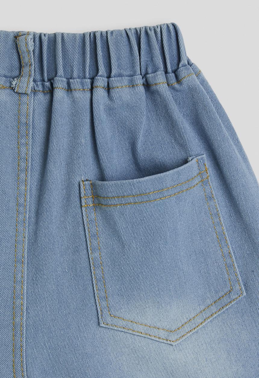 Pop Candy - Heart embroidered denim shorts - blue