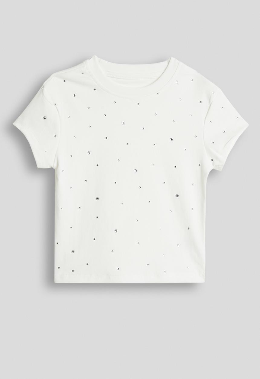 Pop Candy - Rhinestone tee - white