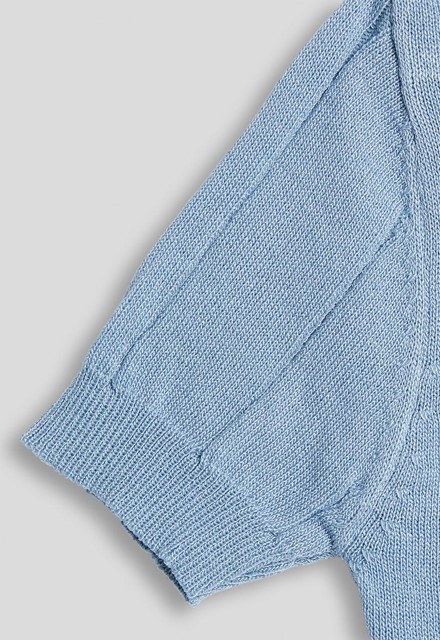 Pop Candy - Knit henley tee - powder blue