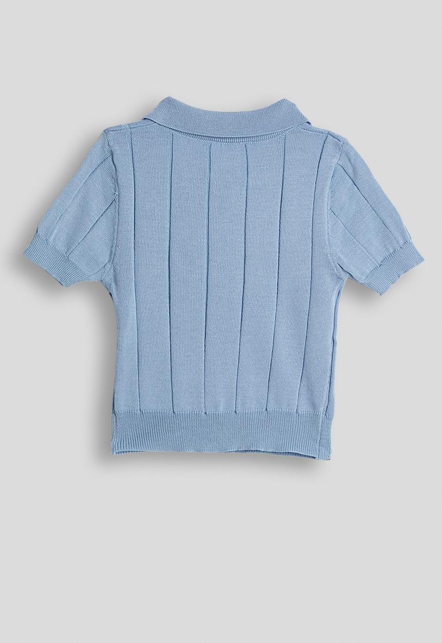 Pop Candy - Knit henley tee - powder blue