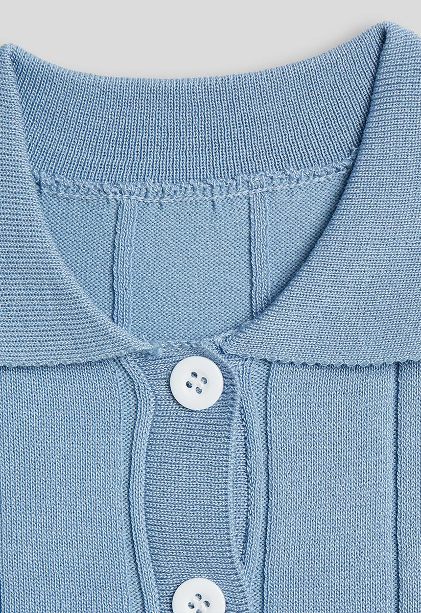 Pop Candy - Knit henley tee - powder blue